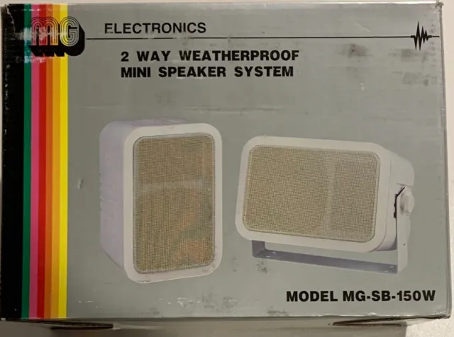 Mg Electronics MG-SB-150W 2-Way Weatherproof Mini Speaker System - White