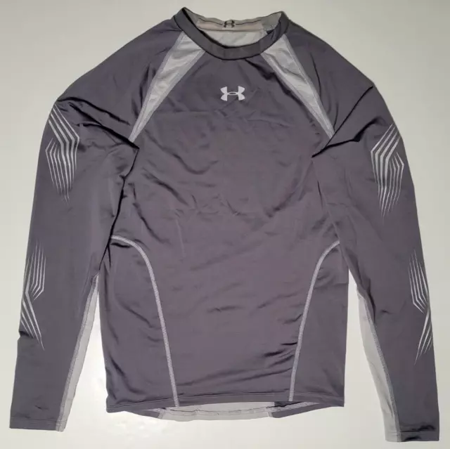 UNDER ARMOUR Heat Gear Compression long sleeve fitted athletic Gray SHIRT Large