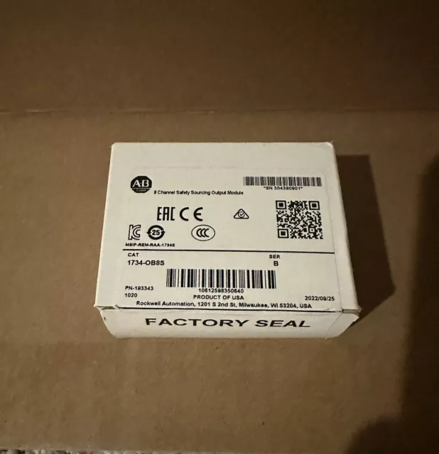 New Sealed AB 1734-OB8S Ser B 8 Channel Safety Sourcing Output Module 1734OB8S