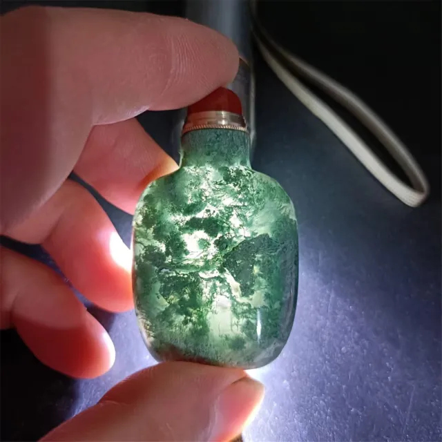Chinese Exquisite Hand Made Natural Aquatic Agate Snuff Bottle Collection E6