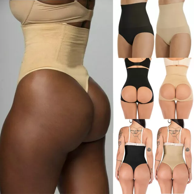 Womens Boned Tummy Control Body Shaper High-Waist Trainer Thong Panty Shapewear