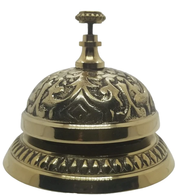 Victorian Style Service Desk Bell Ornate Solid Brass Hotel Counter Desk Bell