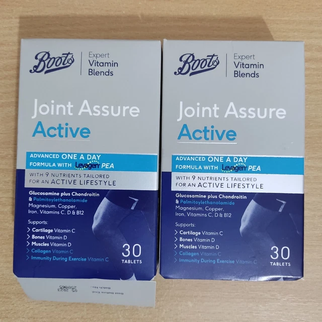 2X BOOTS JOINT Assure Active Glucosamine Plus Chondroitin 30 Tabs BBE