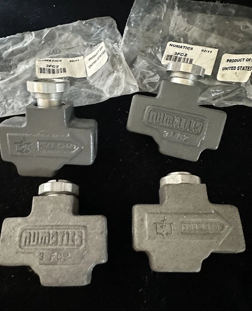 New Lot 4 NUMATICS 3FC2 In-Line Flow Control Valve 3/8” NPT, 175 PSI, Alum. Body