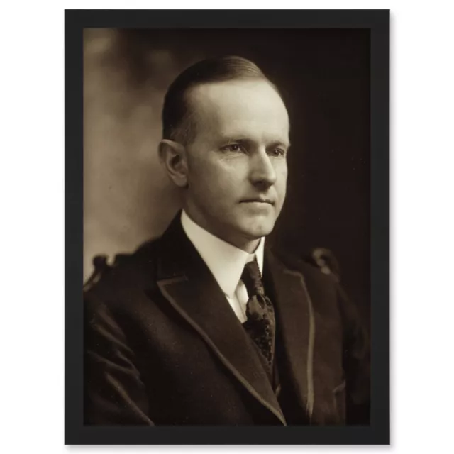 US President Calvin Coolidge Portrait Photo Framed Wall Art Picture Print A4