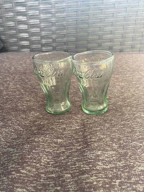 Vintage Coca Cola Green Glasses Mini  Set Of 2