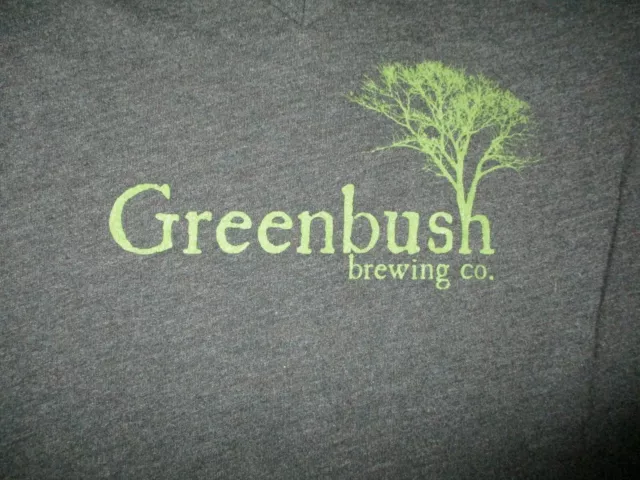 Gray GREENBUSH BREWING Logo V Neck T Shirt Ladies XL Sawyer Michigan Beer