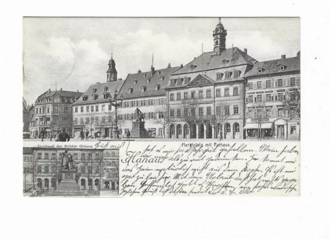 AK Hanau Strassenblick mit Geschäften Werbung Stempel Marke 1910 tolles Zeitdoku