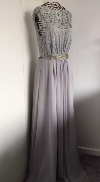 COAST STUNNING NEW Lori Lee Grey Maxi Dress Lace Bodice Flowing