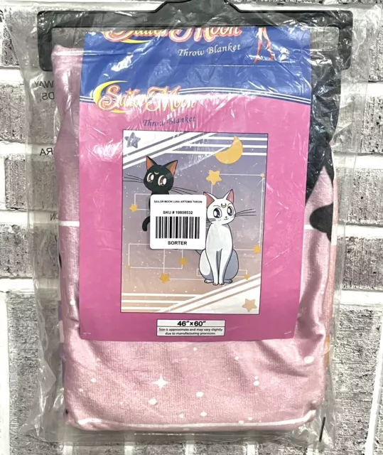 Sailor Moon Cats Luna & Artemis Soft Plush Fleece Throw Blanket 46" x 60" - NEW