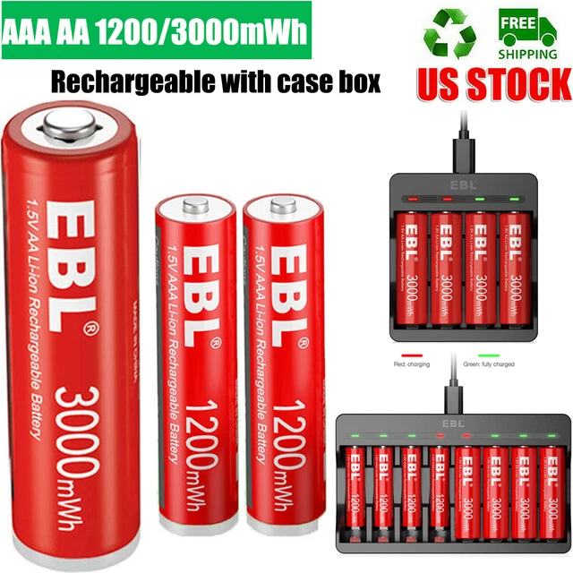 EBL AA AAA Rechargeable Lithium Liion Batteries 1.5V / Battery Charger