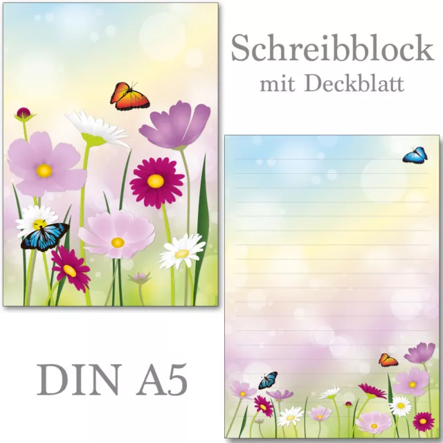 schöne Blumenwiese 1 Schreibblock A5 50 Blatt Briefpapier Notizblock Block Blüte