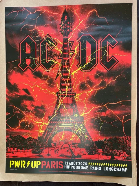 AC/DC PARIS HIPPODROME De Longchamp Poster screenprint 2024 power up ...