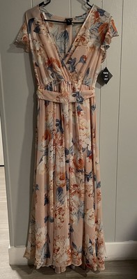 NWT KATE & LILY Floral Chiffon Belted Maxi Dress size 6