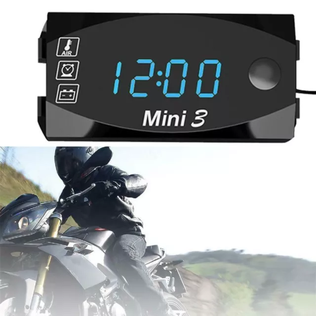 3in1 LED Motorcycle Clock Voltage Voltmeter Monitor Your Bike's Performance