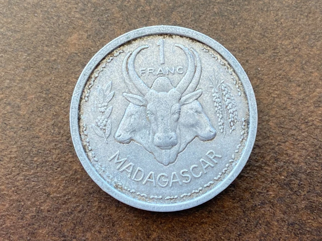 Pièce de monnaie coin money moneda MADAGASCAR FRANCE 1 franc 1948 état scan