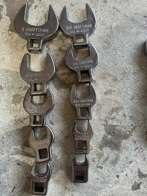 Craftsman 3/8" Drive Sae Crows Foot Wrench Set -V- Series 10 Pc Usa