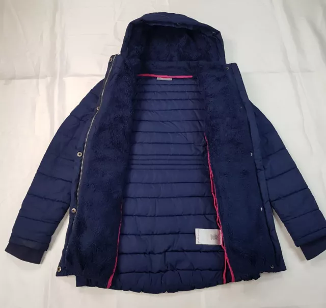 Peter Storm Girls Age 11-12 Yrs Navy Puffer Jacket Sherpa Lined Winter Coat Hood