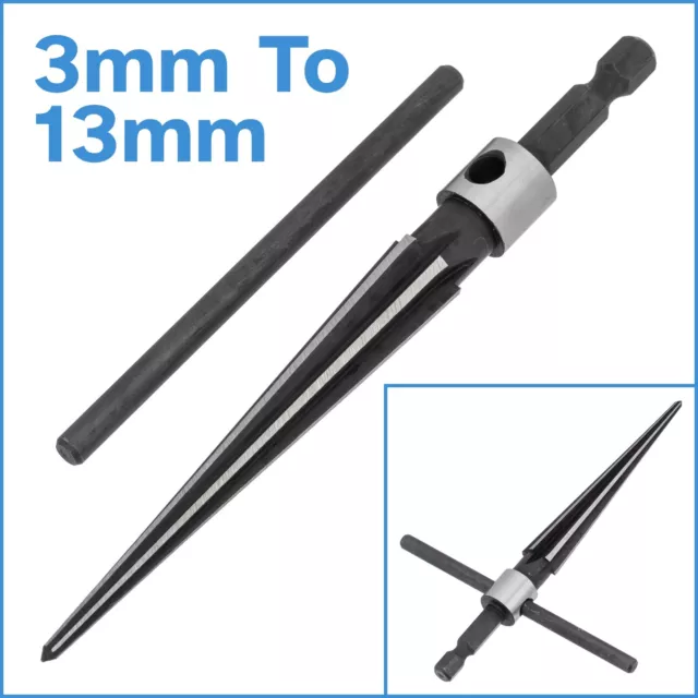3mm - 13mm Taper Hand Reamer Bridge Pin Hole Shank Cleaning Cutting Bit Tool
