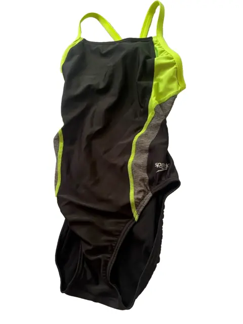 Speedo Relaunch Splice Flyback PROLT   Swimsuit Size 30 Black Lime