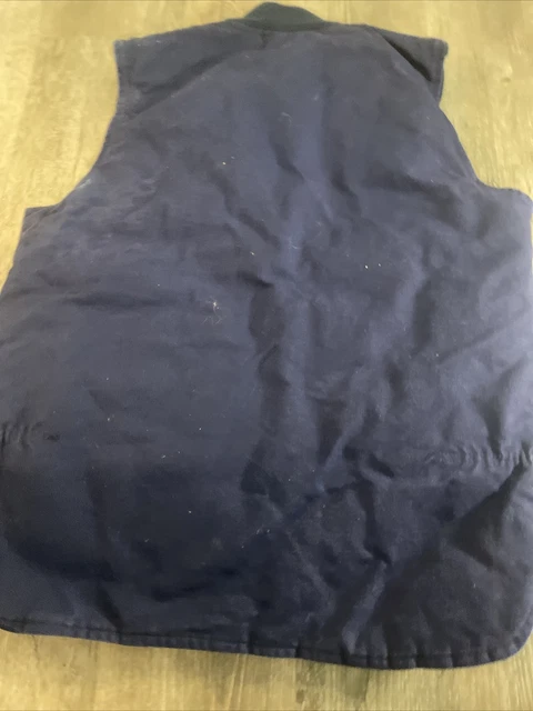 Vintage 1989 Carhartt Blue Work Vest Insulated Quilted Zip Made In USA 5