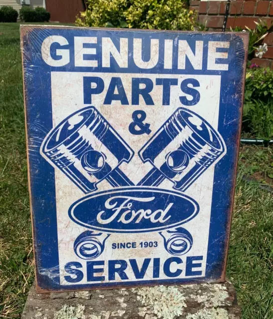 Genuine Ford Tin Metal Sign 1903 Auto Service Parts Pistons Garage Motors