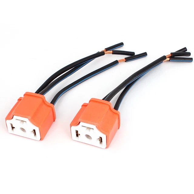 2pcs HID Xenon H4 Bulb Socket Wire Harness Power Cable Connector Plug