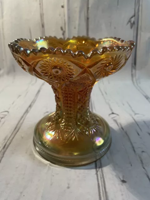 Vintage Imperial Hobstar Punch Bowl Base Marigold Carnival Glass