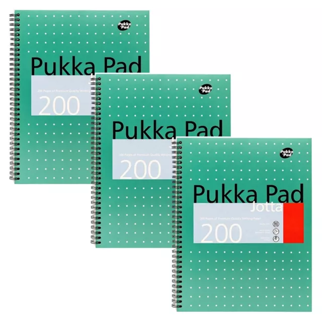 3x Pukka Pad A4 Metallic Jotta Wirebound Lined Notebook 200 Pages 80gsm (JM018)