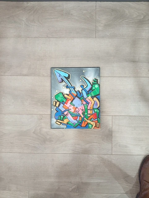 TABLEAU SUR TOILE Street Art Fresque Tag Graph Technique Mixte Gamer ...