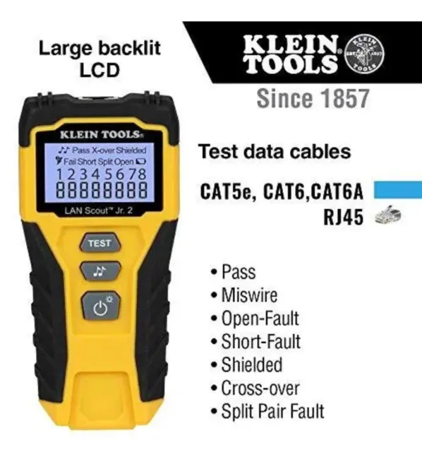 Klein Tools VDV526-200 Cable Tester, LAN Scout Jr. 2 Ethernet Cable Tester 2