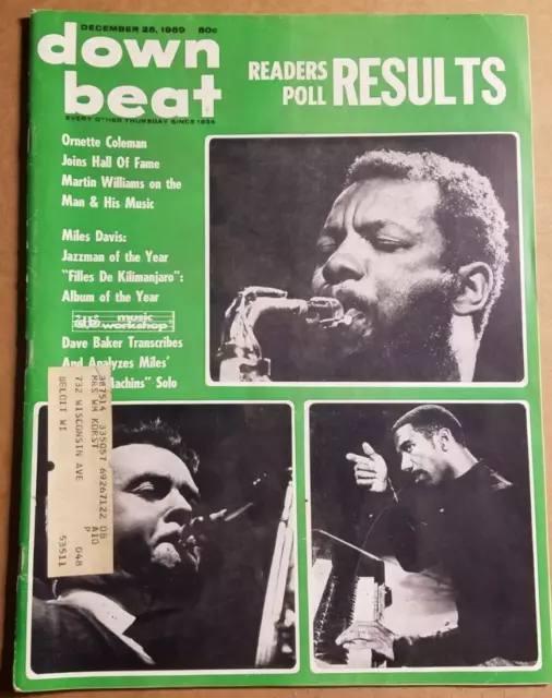 Down Beat December 25, 1969 Ornette Coleman, Miles Davis, Charles Suber, W Bobo