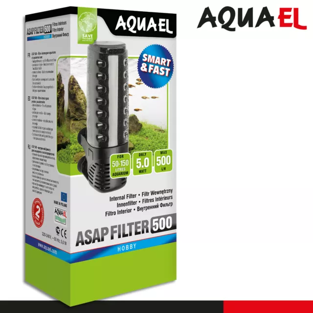 Aquael Filtro Asap 500 Filtro Interno Compatto Acquario Wasserpflege Pulizia