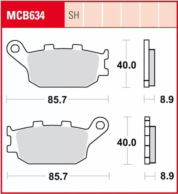 3X Lucas Bremsbeläge v+h MCB598 MCB634 für Honda CB600F Hornet Bj.2002-2006 PC36 3