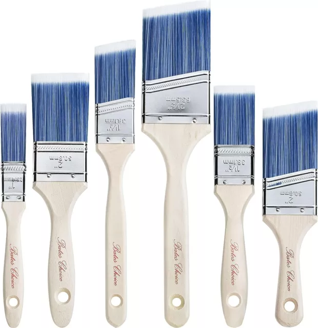 Bates- Paint Brushes 6 Pack Treated Wood Handle Paint Brushes for Walls