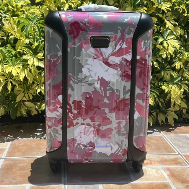 TUMI Vapor International Carry On 4 Wheel Travel Bag Raspberry Floral Pink Grey