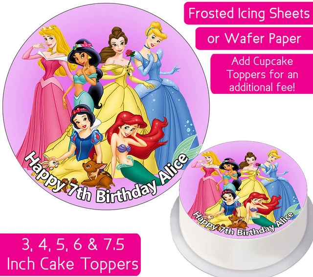 DISNEY PRINCESSES EDIBLE Wafer & Icing Personalised Cake Toppers ...