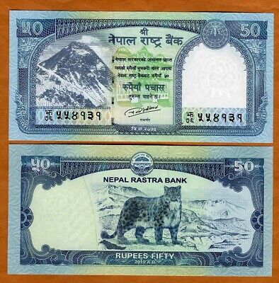 Nepal, 50 Rupees, 2019 P-79-New UNC Snow Leopard, New date and Signature