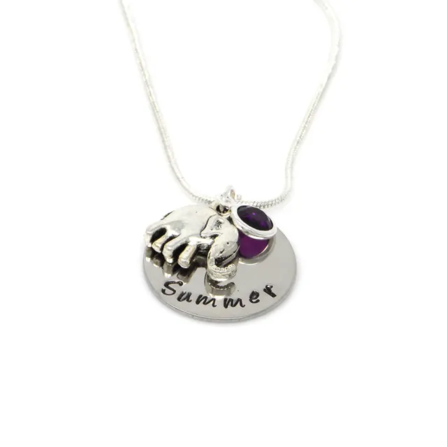 Personalised Elephant Necklace with Birthstone Charm - Gift Boxed