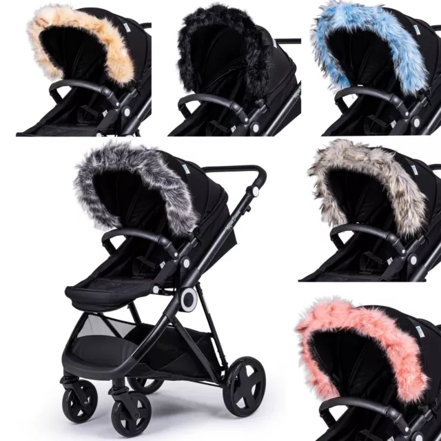 Pram Fur Hood Trim Attachment For Pushchair Compatible with Mountain Buggy