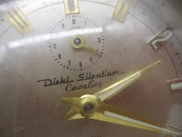 Vintage Diehl Silentium Cavalier - mechanischer Wecker Tischuhr ~ 1950/60 Jahre 2