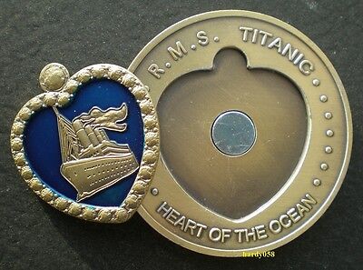 💘 RMS Titanic “Heart of the Ocean” large coin Bronze Plated