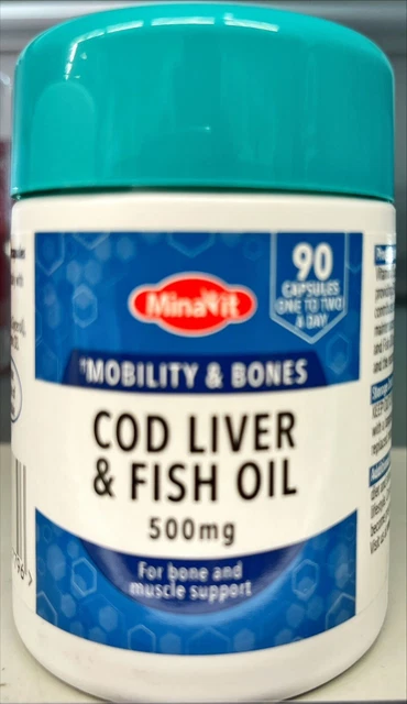 MINAVIT COD LIVER & Fish Oil 500mg x 90 capsules £3.89 - PicClick UK
