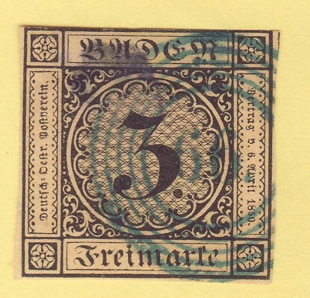## AD Baden MiNr 2 a , Stempel 66 JESTETTEN in BLAU , DEKORATIV ##