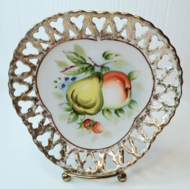 Vintage Ucagco Japan MCM Fruit Design 6" Kitchen Vanity Trinket Dish