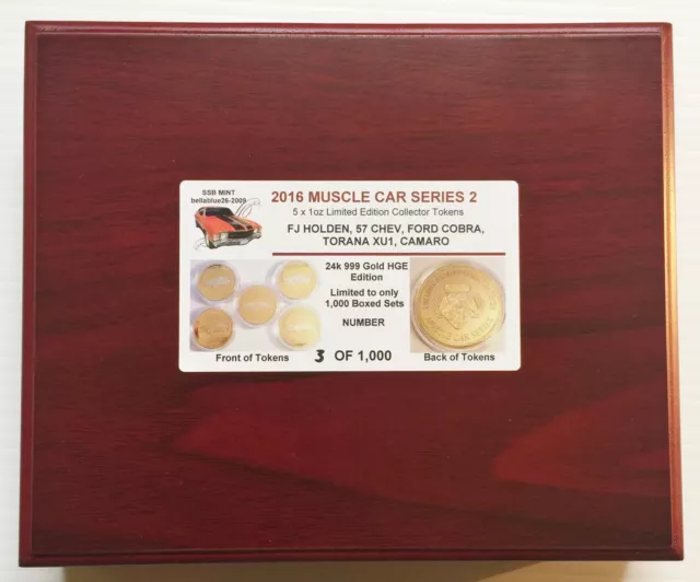 2016 Boxed Set of 5 x 1oz  Muscle Car Series 2 Coins Gold HGE Eddition LTD 1,000