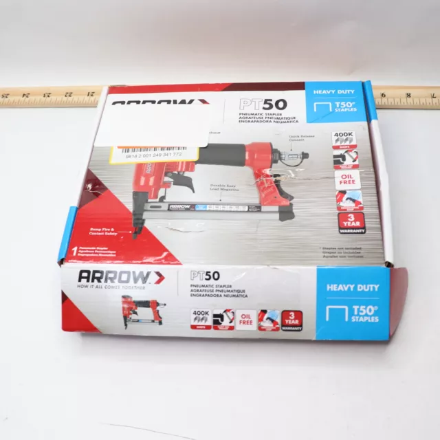 Arrow Oil-Free Pneumatic Staple Gun Professional Heavy-Duty Stapler PT50