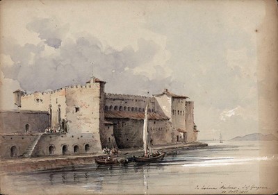 George Ernest howman dipinto ad Acquerello POUILLY-sur-Loire FRANCE 1830 