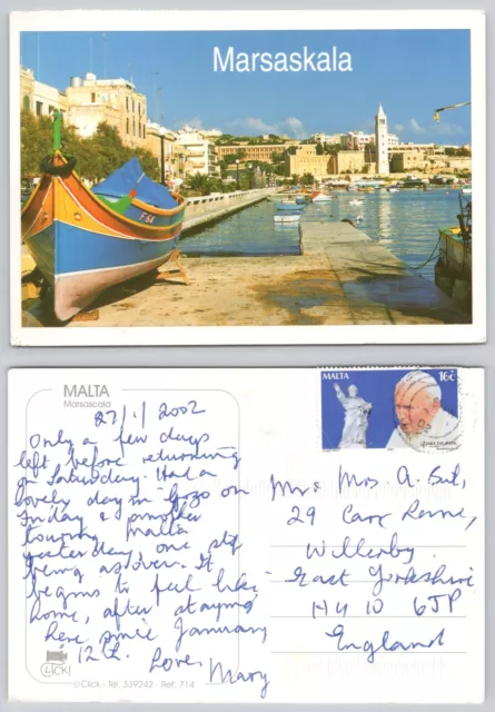 c26314  Marsascala  Malta  postcard 2002 stamp