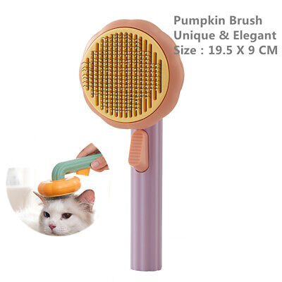 Pet Brush Self Cleaning Slicker Brush for Shedding Dog Cat Grooming Comb Pumpkin